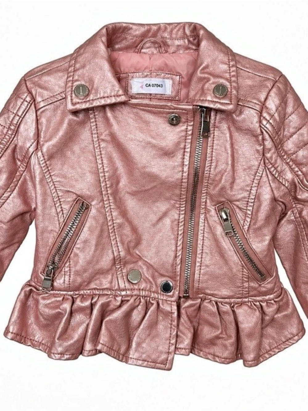 Urban Republic Girls 2T Rose Gold Metallic Faux Leather Moto Jacket
